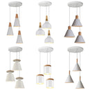 Ljojo 3-Head White Pendant Lights Wood Aluminum Chandelier