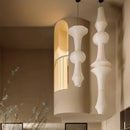 Japanese Wabi Sabi Vertical Pendant Lamp Cotton Paper Suspension Hanging Light by Ljojo for Loft Living Room