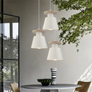Ljojo 3-Head White Pendant Lights Wood Aluminum Chandelier