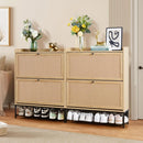 Ljojo™ Shoe Cabinet Duo: Wooden Narrow Storage, 2 Flip Drawers, Freestanding Organizer