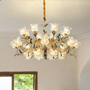 French Retro Living Room Glass Crystal Pendant Light by Ljojo - Luxury Designer Cream Style