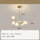 Art Deco White Ceramic Chandelier Pendant Lamp G4 Bulb Gold Metal - Ljojo