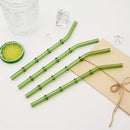 Ljojo 11Pcs Green Glass Straws Set with Brush - High Borosilicate Drinkware