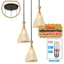 Bamboo Wicker Pendant Chandelier Hand Woven E27 Ceiling Light by Ljojo