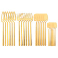 Ljojo 24Pcs Stainless Steel Flatware Set: Matte Knife Fork Spoon Teaspoon for Dining & Kitchen