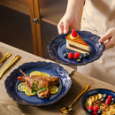 Ljojo 16-Piece Blue Relief Reactive Glaze Ceramic Dinnerware Set