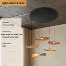 Ljojo Walnut Color Leaf Multi-head Chandelier Retro Style for Living Room & Restaurant