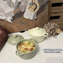 Ceramic 220ml Double Ear Bowl with Cover, Microwave & Oven Safe - Ljojo Brand