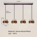 LED Wood Natural Stone Pendant Lamp, Adjustable Hanging Light by Ljojo - Atmosphere Dining Bedroom Lighting
