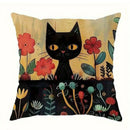 Colorful Cats & Flowers Printed Pillow Covers by Ljojo - Sofa, Bedroom, Car Pillow Cover