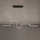Ljojo Modern Aluminum LED Chandelier & Long Black Hanging Lamps for Dining Room
