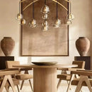 Ljojo Copper Crystal LED Pendant Light - Vintage American Ceiling Lamp for Living Room