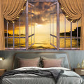 Ljojo 3D Window Scenery Tapestry Room Decoration Wall Hanging Art Background