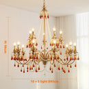 French Red Crystal Chandelier Pendant Light by Ljojo - Luxury Copper E14 LED Hanging Lamp