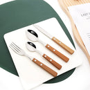 Ljojo 12Pcs Wood Handle Silver Forks Set, Stainless Steel Flatware Dinnerware