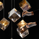 Gold Glass Pendant Light Cube LED Hanging Lamp for Bedroom Living Room | Ljojo