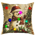 Ljojo LED Christmas Pillowcase with Santa Claus Snowman Fawn Design Home Party Decor