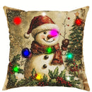 Ljojo LED Christmas Pillowcase with Santa Claus Snowman Fawn Design Home Party Decor