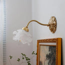 French Copper Wall Lamp Flower Glass Retro Bedside Lighting for Ljojo