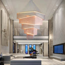 Gold Square Chandelier for High Ceilings - Modern LED Large Chandeliers by Ljojo