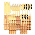Ljojo 20-Piece Bamboo Handle Stainless Steel Cutlery Set