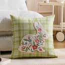 Embroidered Floral Rabbit Pillow Cover Ljojo 18x18inch White Pink Green