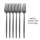 Ljojo Matte Stainless Steel Dinner Fork Set - 6Pcs Gold Silverware Flatware