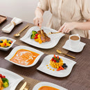 Ljojo Marble Grey Ivory White Ceramic Dinnerware Set - 36 Piece