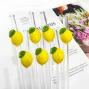 Ljojo Lemon Glass Straws: 5Pcs Reusable Decorative Drinkware for Smoothies & Cocktails