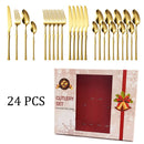 Ljojo 24Pcs Stainless Steel Cutlery Set - Luxury Dinnerware & Flatware Gift Box