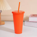 Ljojo 24oz Solid Color Reusable Cold Cup with Lid and Straw