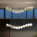 Modern Long Ceiling Chandelier Glass Balls G9 LED Pendant Light for Dining Room by Ljojo.