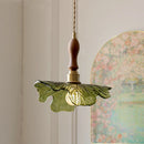 Japanese Retro Glass Green Leaf Chandelier for Bedroom by Ljojo