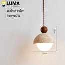 Ljojo Yellow Travertine Pendant Light - Japanese Style Stone Chandelier for Home Decor