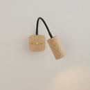 Ljojo LED Wall Lamps Indoor Art Square Round Ash Wood Lampshade Stair Light