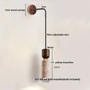 Ljojo LED Wall Sconce Light Fixture Yellow Travertine Stone Wood Nordic Design