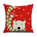 Christmas Cartoon Pillowcase | Deer & Bear Print | Linen Cushion Cover | Ljojo Brand