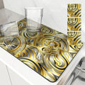 Ljojo Metallic Pattern Coffee Mat: Quick Kitchen Drying Mat for Draining Dishes & Utensils
