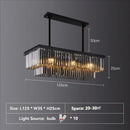 Nordic Luxury K9 Crystal Rectangle Chandelier Smoky Gray Hanging Light - Ljojo