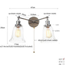 Ljojo 2-Head LED Wall Sconce Industrial Iron Glass Retro Stair Light Fixtures