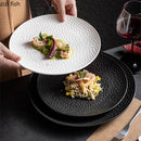 Ljojo Matte Ceramic Steak Pasta Dessert Salad Plate Hammer Pattern Shallow Restaurant Tableware