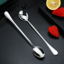 Ljojo Long Handle Stainless Steel Coffee Spoon Ice Cream Dessert Korean Style Tableware