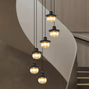 French Retro Staircase Chandelier Solid Wood and Glass for Luxe Staircase Decor by Ljojo