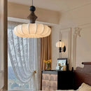 Ljojo Wabi-Sabi Retro Silk Pendant Lamp Wood Chandelier Home Decor Lighting