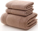 Ljojo 3-Piece Waffle Towel Set: 1 Bath, 2 Hand Towels - Cream