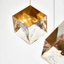 Gold Glass Pendant Light Cube LED Hanging Lamp for Bedroom Living Room | Ljojo