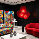 Nordic Style Red Fabric Floor Lamp LED Standing Light for Living Room by Ljojo
