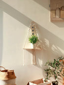Ljojo™ Macrame Floating Shelf with Sticks - Boho Home Decor & Plant Display