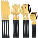 Ljojo 16-Piece Gold Stainless Steel Cutlery Dinnerware Set - Western Tableware Knife Fork Spoon