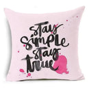 Ljojo Letter Print Pillow Case 45x45 cm Linen Cushion Cover for Home Decor